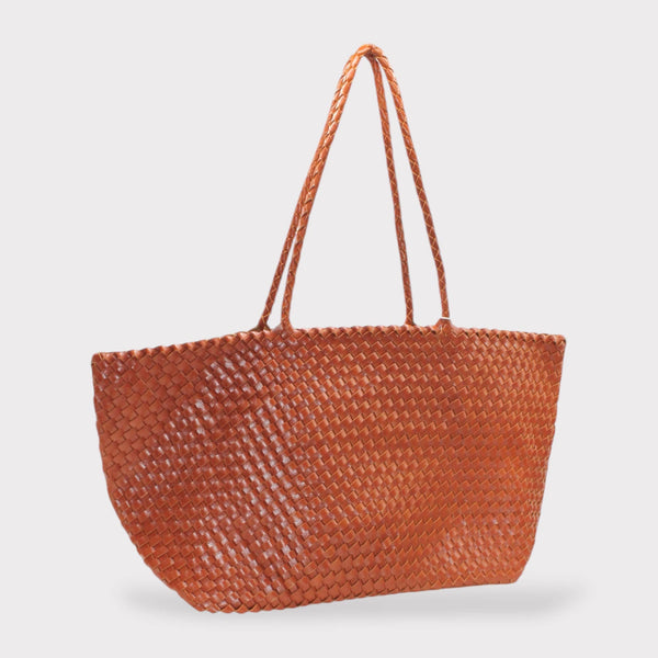 XL Leather Weaving Tote Bag 