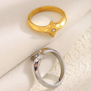 Star Shaped Signet Ring - Gold or Silver