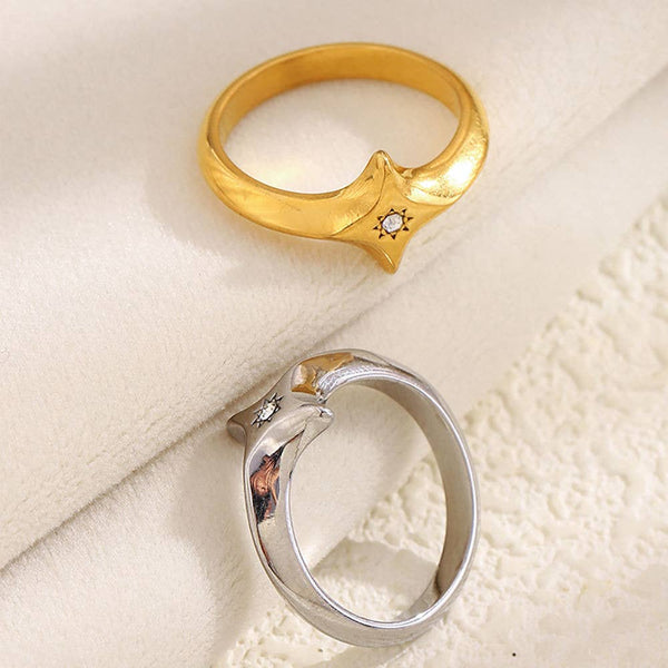 Star Shaped Signet Ring - Gold or Silver