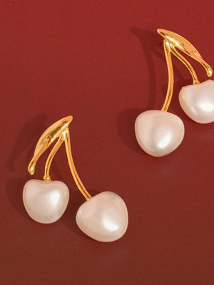 Chérie 18K Gold Pearl Cherry Earrings