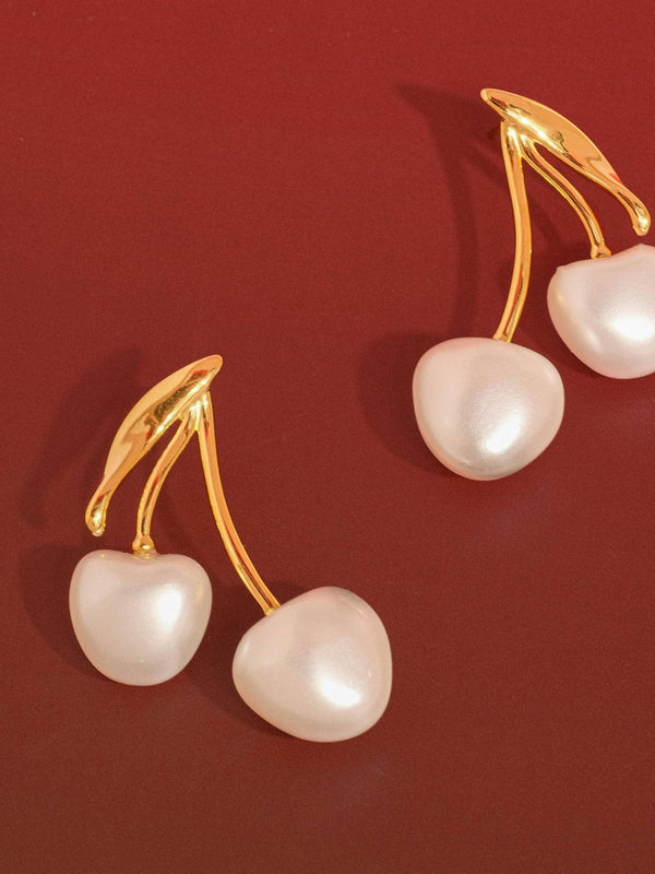 Chérie 18K Gold Pearl Cherry Earrings