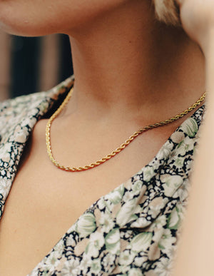 Gold Rope Twist Chain Necklace, Waterproof