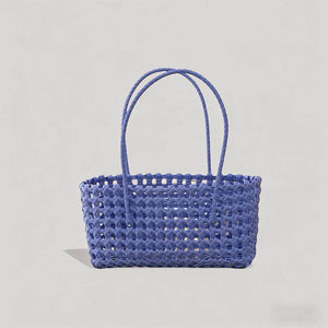Solid Color Woven Hollow Tote Bag
