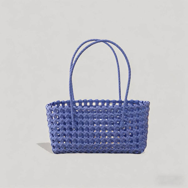 Solid Color Woven Hollow Tote Bag