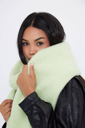 Oversized Soft Chunky Blanket Scarf in Matcha Green
