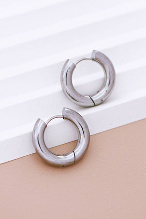 Tarnish Resistant Waterproof Stainless Steel Hoop Earrings - 7078