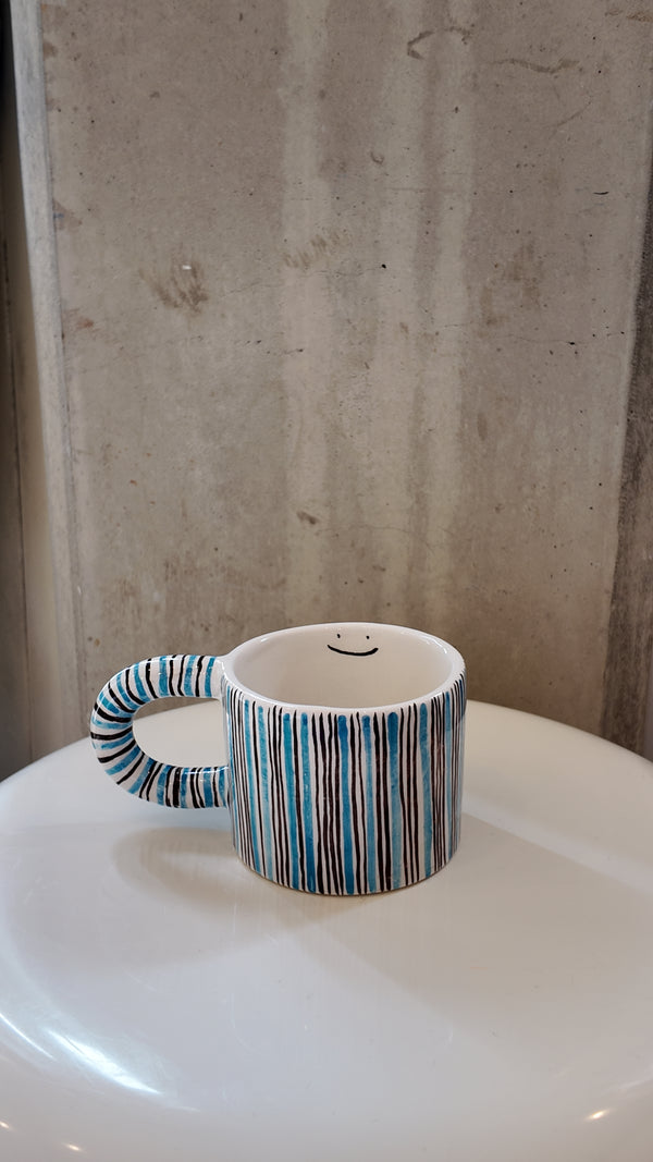 Blue and brown Smiley Face Mug