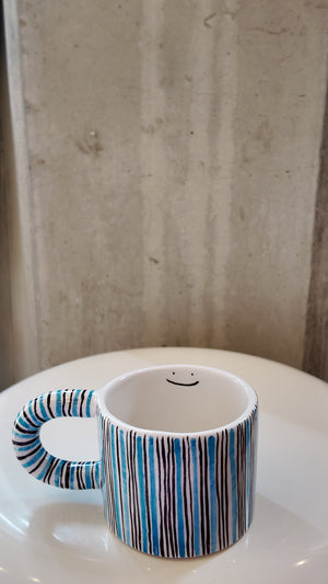 Blue and brown Smiley Face Mug