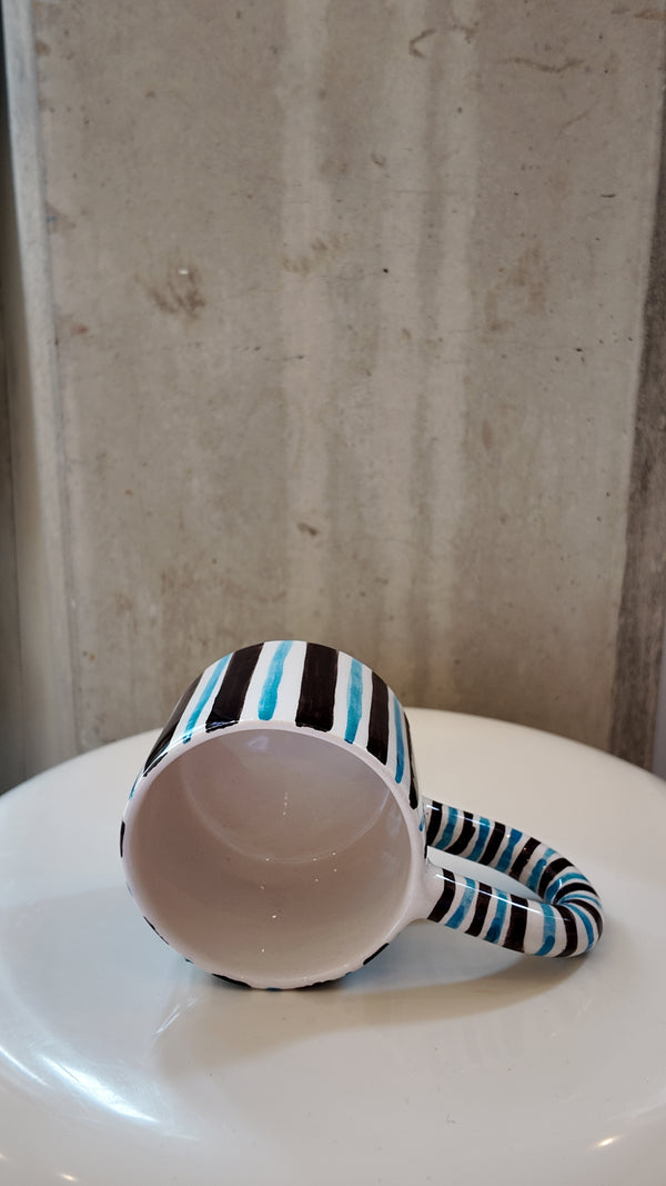 Brown and Blue Striped Mug