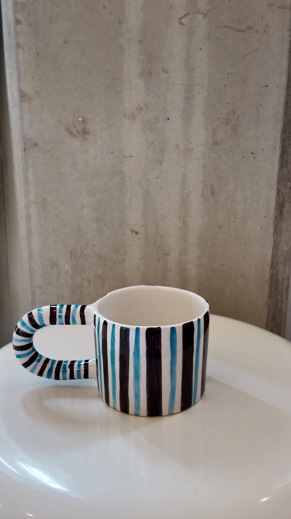 Brown and Blue Striped Mug