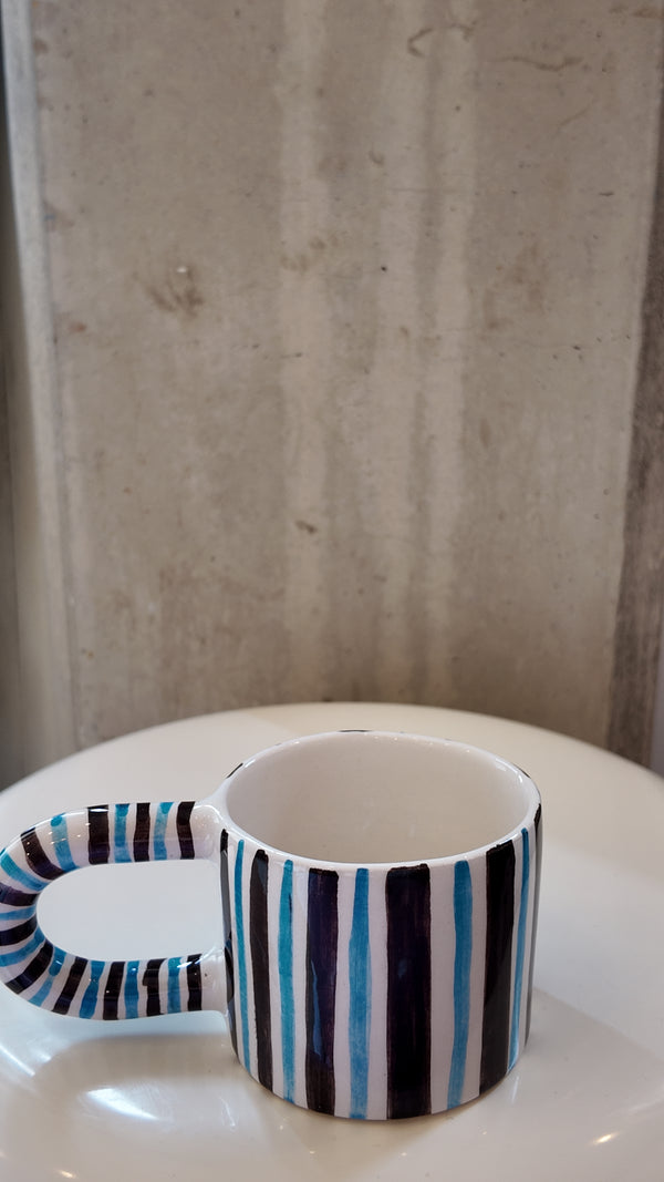 Brown and Blue Striped Mug