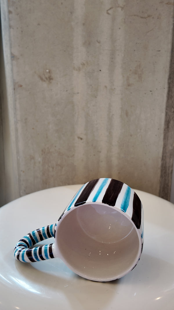 Brown and Blue Striped Mug