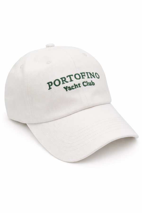 Portofino Yacht Club Baseball Cap in White and Green