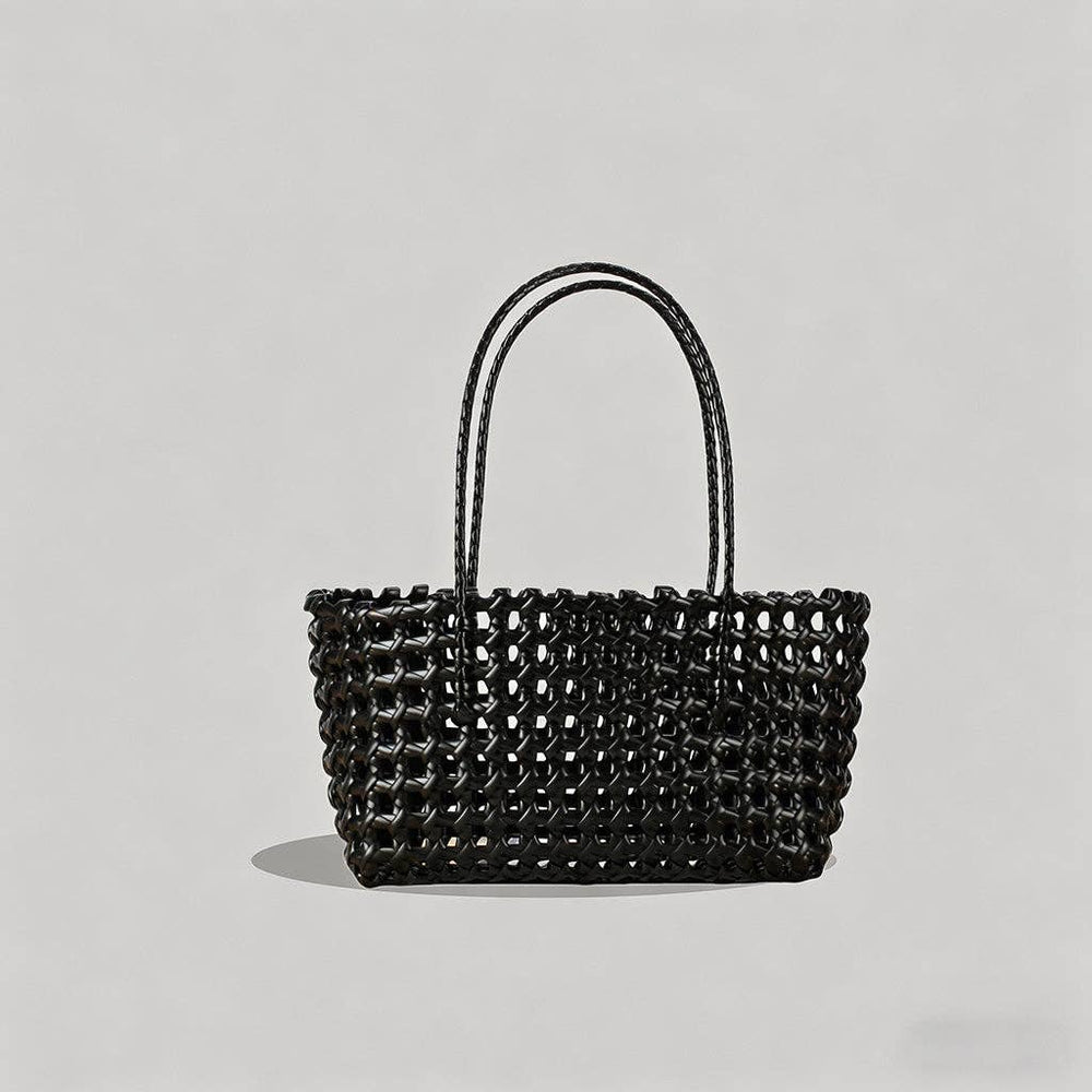 Solid Color Woven Hollow Tote Bag
