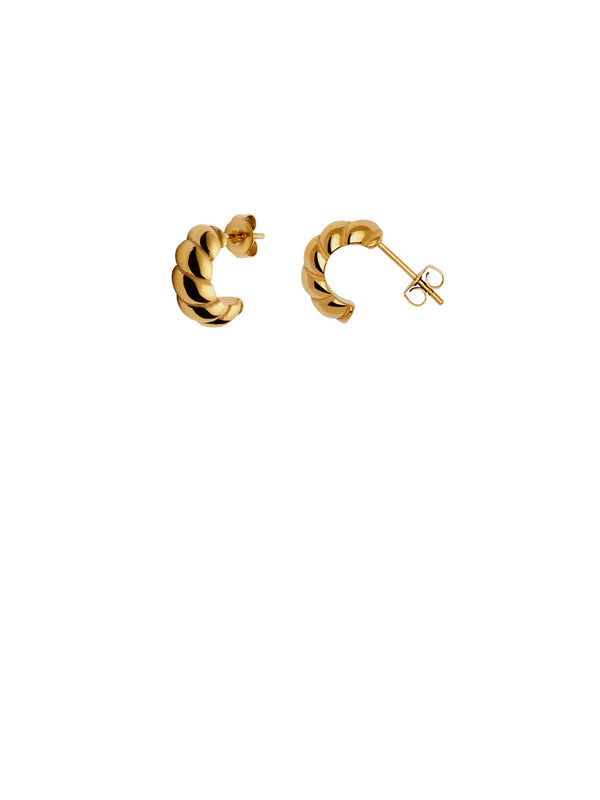 Gold Small Ridge Huggie Hoop, Waterproof