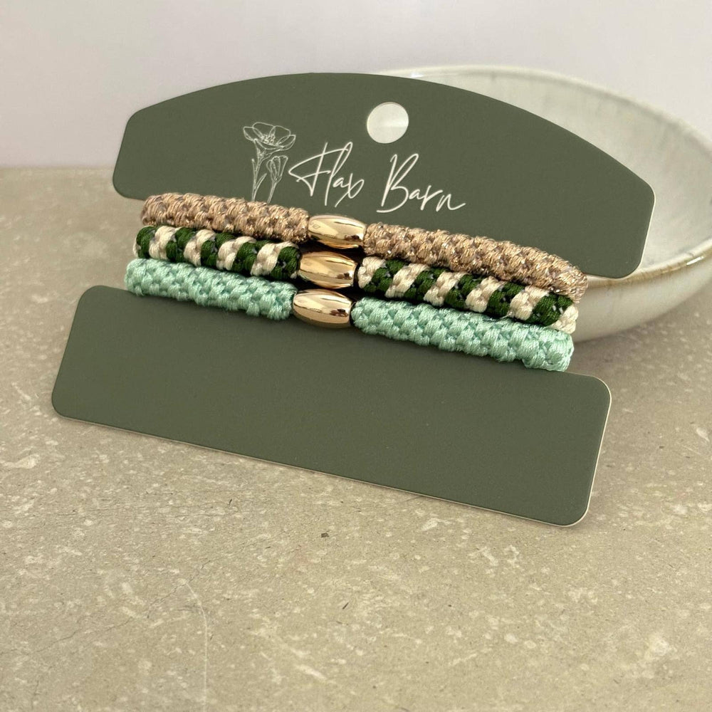"Champagne Forest" Pack of 3 Elasticated Cord Hairbands