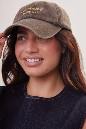 Los Angeles Health Club Baseball Cap in Washed Brown