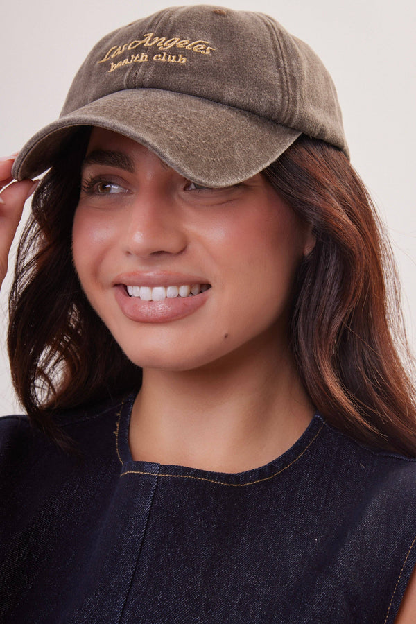 Los Angeles Health Club Baseball Cap in Washed Brown