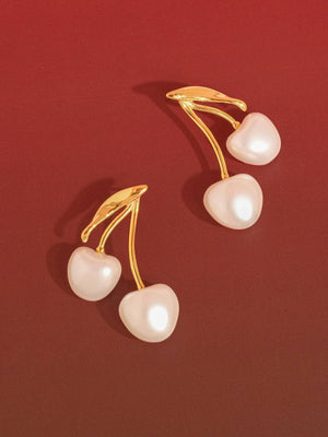 Chérie 18K Gold Pearl Cherry Earrings