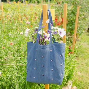 Snoopy Embroidered Denim Tote Bag