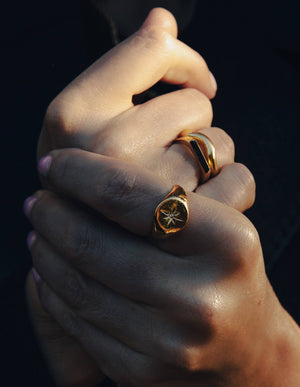 Waterproof Star Signet Ring