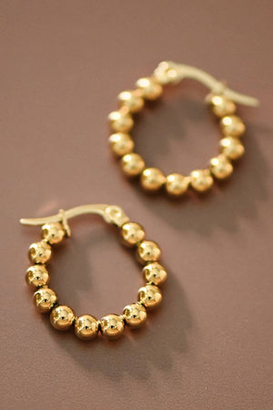 18K Gold Plated Waterproof Stainless Steel Hoop Earrings - 7538