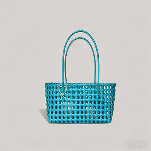 Solid Color Woven Hollow Tote Bag