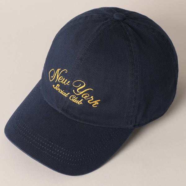 New York Social Club Text Embroidery Baseball Cap