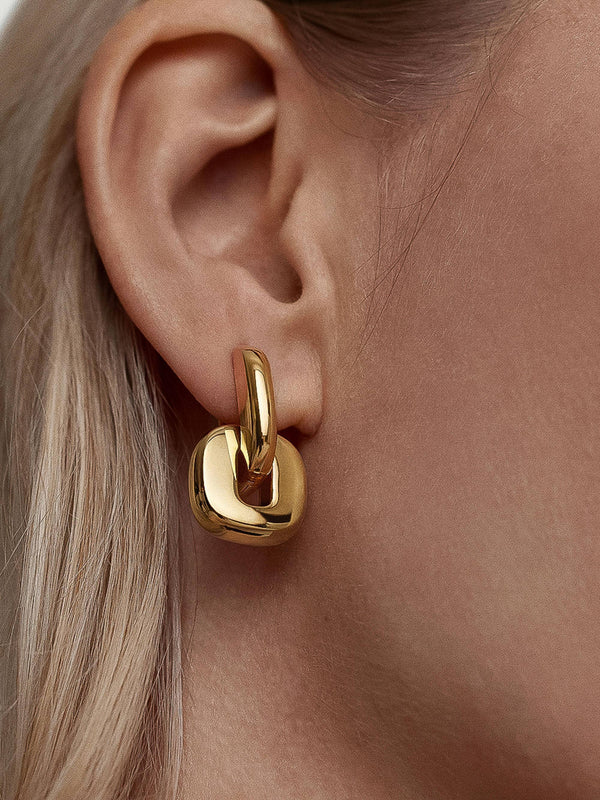 Gold Non-Tarnish Link Drop Earrings
