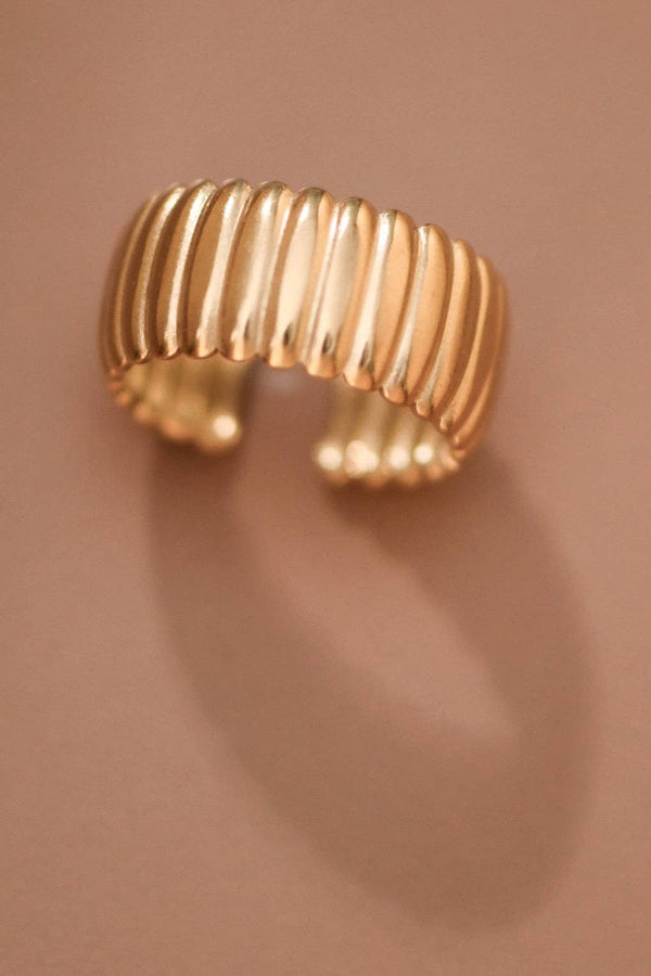 18K Gold Plated Waterproof Stainless Steel Ring - 7884