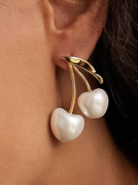 Chérie 18K Gold Pearl Cherry Earrings