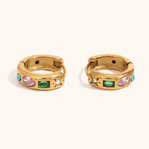 Colourful Huggie Hoop Earrings - Gold or Silver