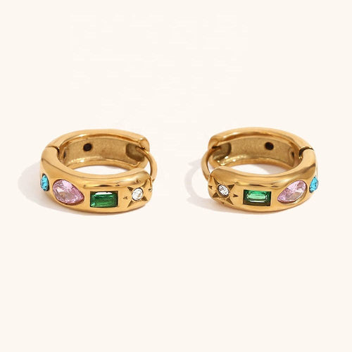 Colourful Huggie Hoop Earrings - Gold or Silver