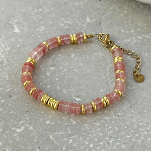 Tarnish Resistant Stone And Gold Beaded Bracelet