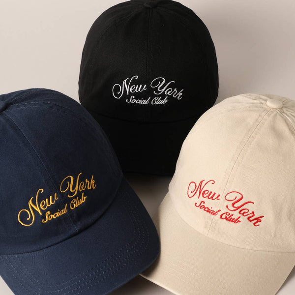 New York Social Club Text Embroidery Baseball Cap