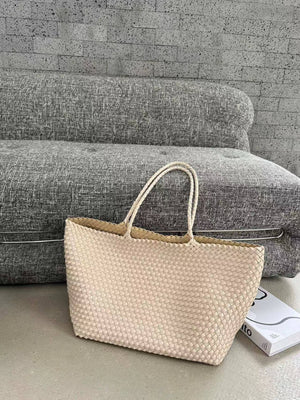 XL Leather Weaving Tote Bag 