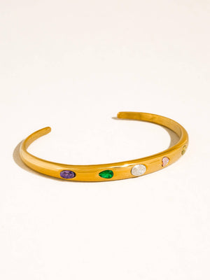 Juneau 18K Gold Non-Tarnish Multicolor CZ Bangle