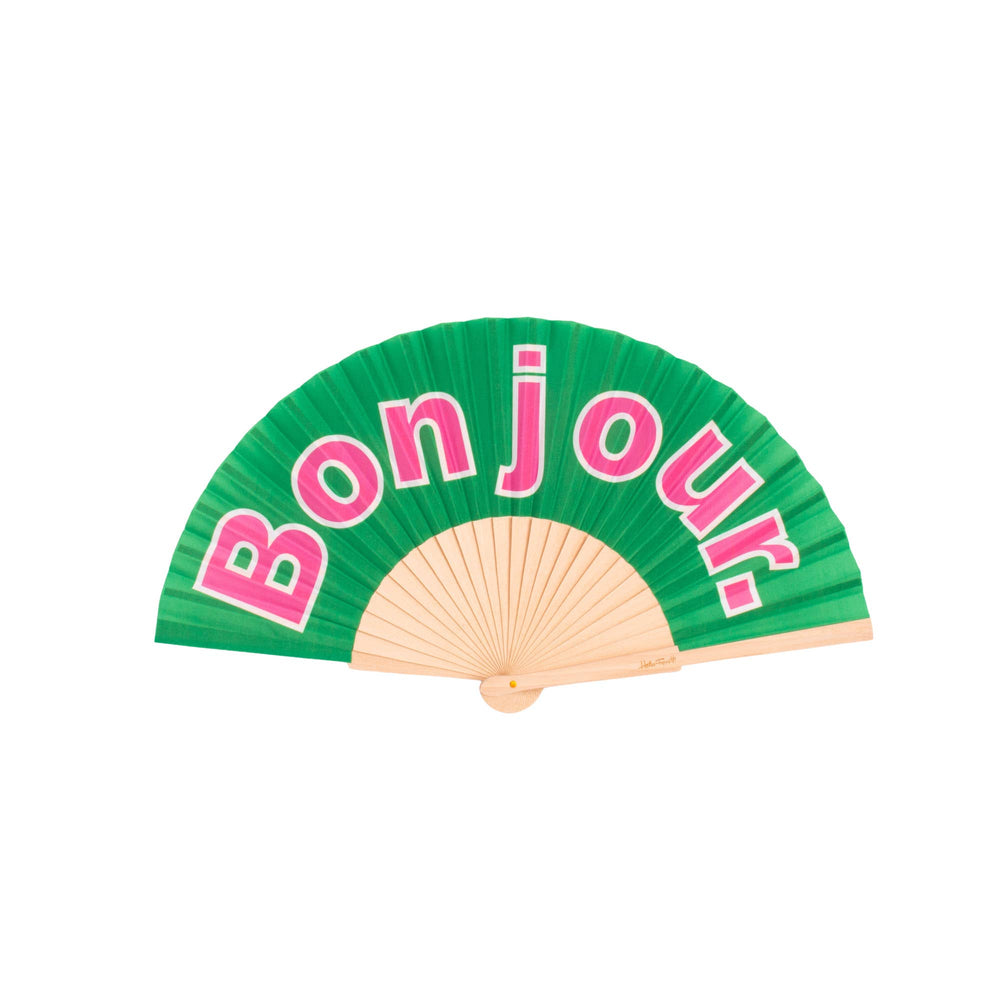 Helio Ferretti Green Fan Bonjour | Green Hand Held Fan