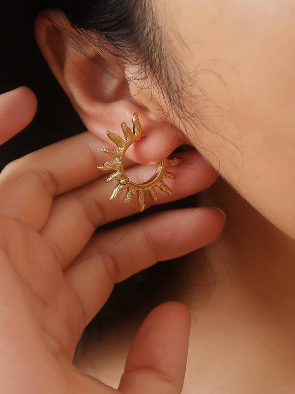 Sablière 18K Gold Non-Tarnish Sunburst Hoop Earrings