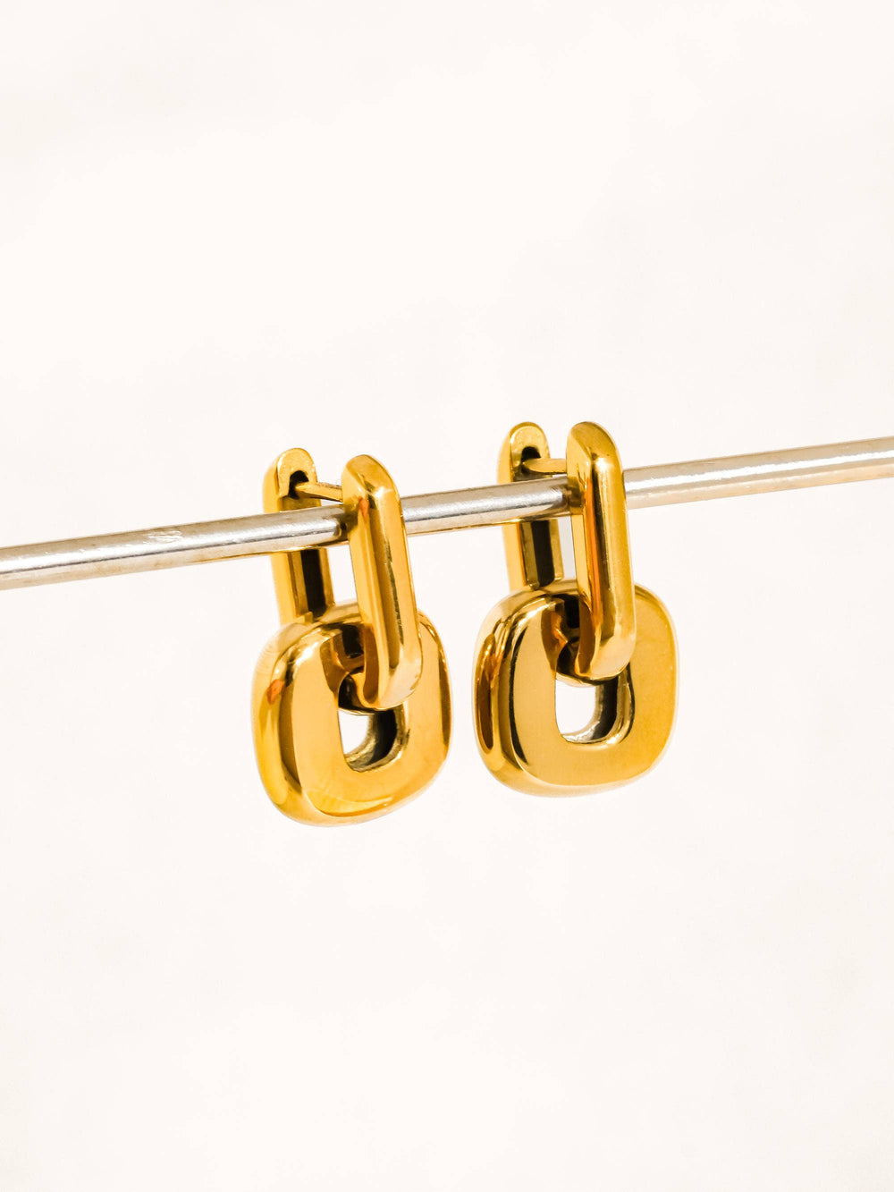 Gold Non-Tarnish Link Drop Earrings