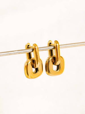 Gold Non-Tarnish Link Drop Earrings