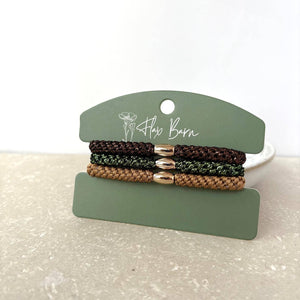 "Cinnamon Spice" Pack of 3 Elasticated Cord Hairbands