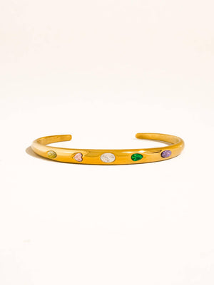 Juneau 18K Gold Non-Tarnish Multicolor CZ Bangle