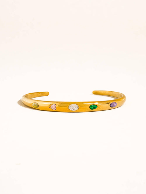 Juneau 18K Gold Non-Tarnish Multicolor CZ Bangle